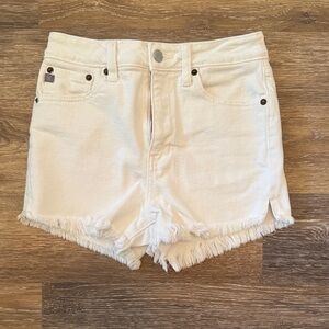 JustUSA Women's White  Frayed Denim Shorts